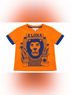 Little Marc Jacobs Orange Tee with Navy 'ALOHA' Lion Graphic